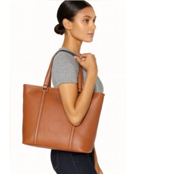 HARTMANN HERITAGE Golden Oak Full Grain Leather Zippered Shopper Tote Bag Unisex - Picture 1 of 11